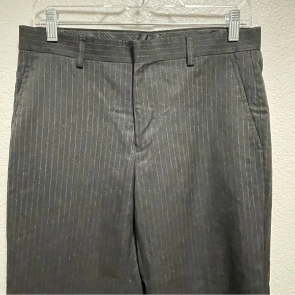 Perry Ellis Portfolio Espresso Brown Grey Pinstripe Trousers 30x32 - Picture 2 of 5